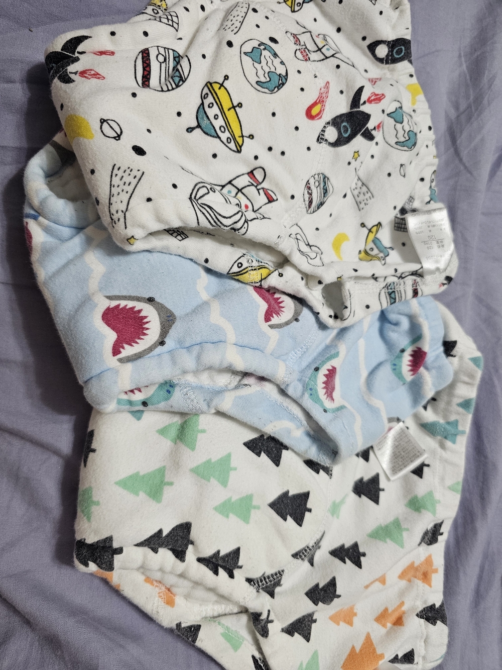 Baby Unisex Multi-Print Diaper Covers - Space, Shark & Tree Designs 2-5 Yo